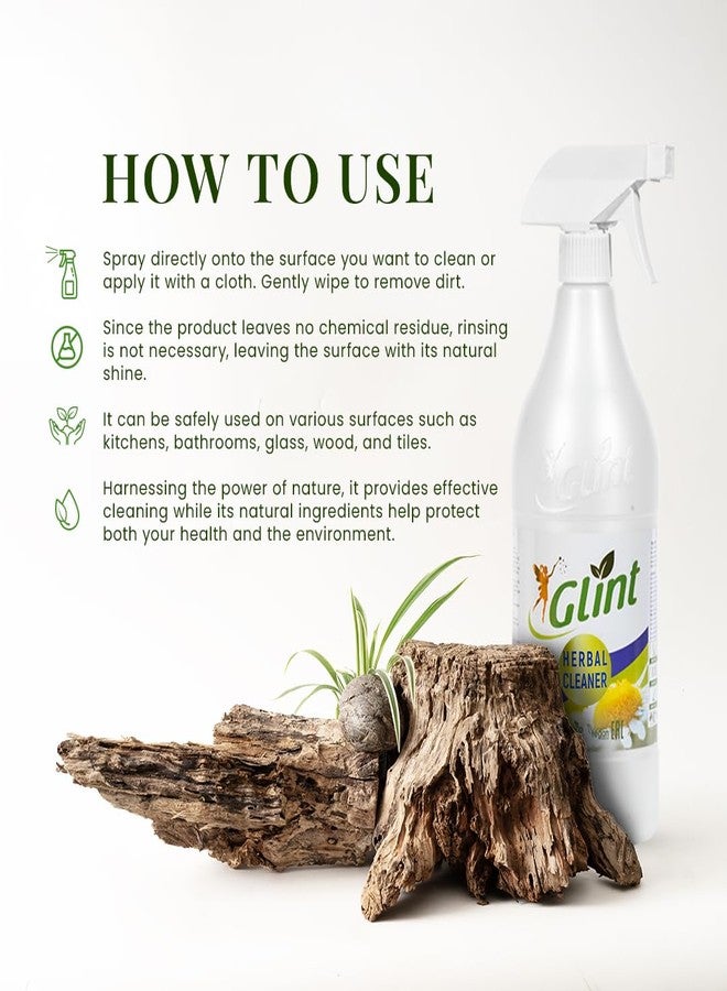 Glint Multi-Purpose Herbal Cleaner, Plant-Based, Eco-Friendly, Stain & Grease Remover, 1000 ml (33.8 fl oz), Safe for Home, Family & Pets, Alcohol-Free, Chemical-Free - Image 2